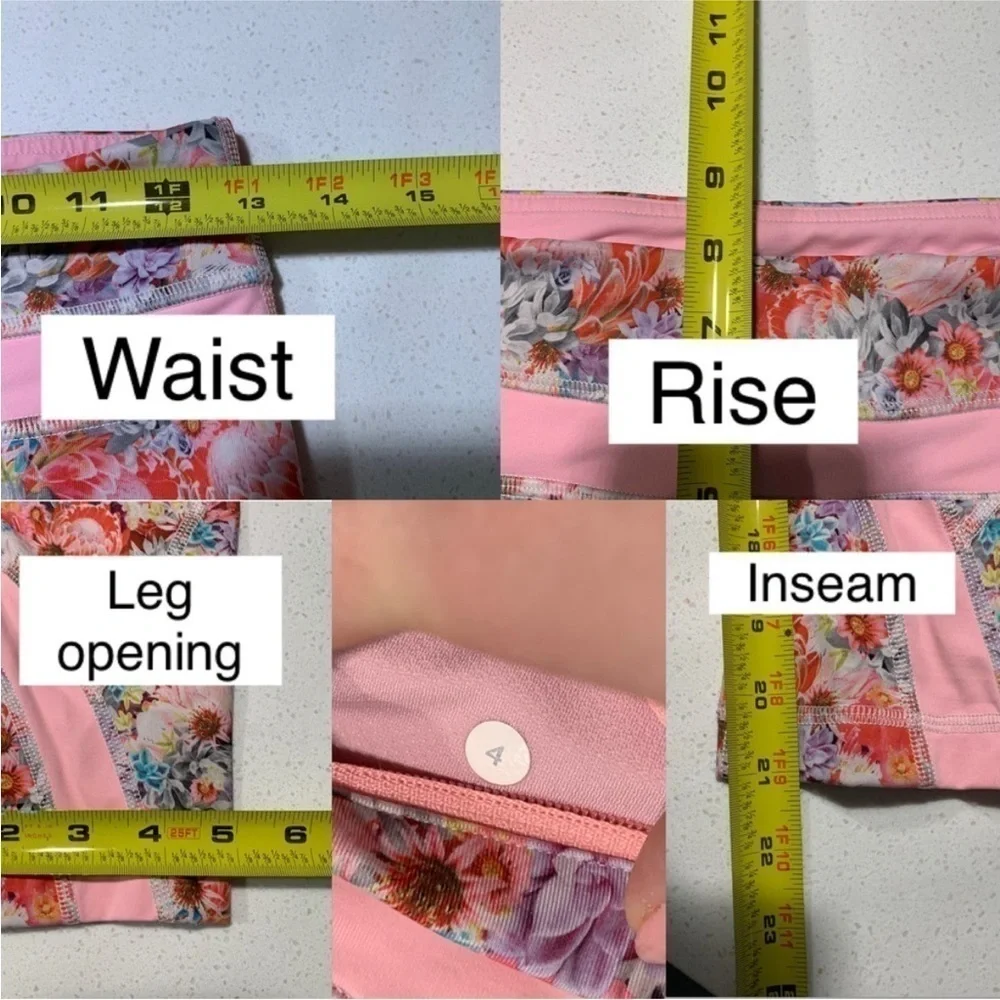 Lululemon Run Inspire Crop II Flowabunga mini Multi Bleached Coral Size 4